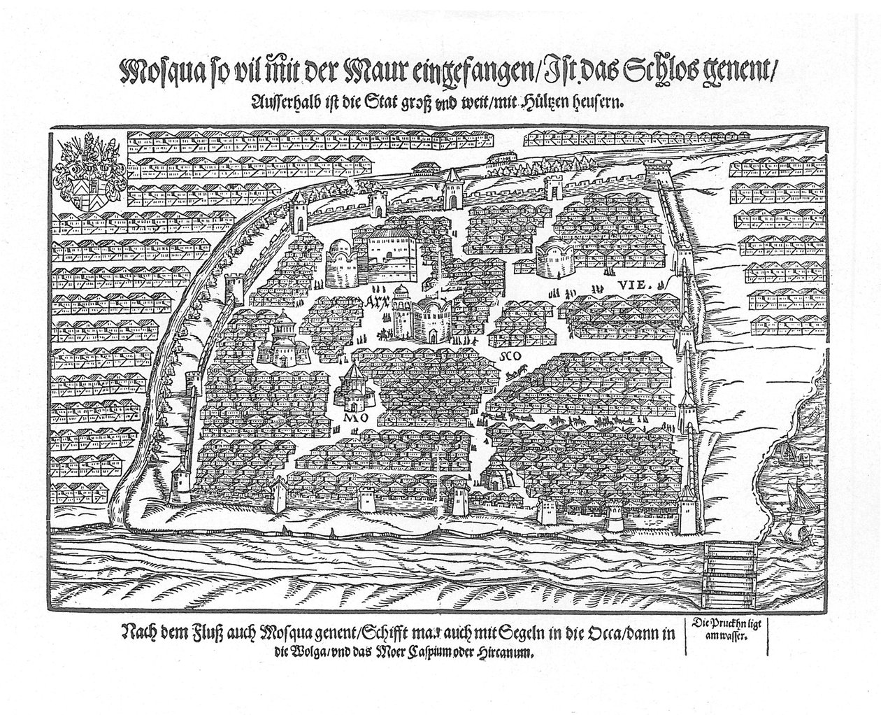 The Moscow Map From Moscouiter wunderbare Historien by Sigmund von Herberstein, 1567 by Unbekannt