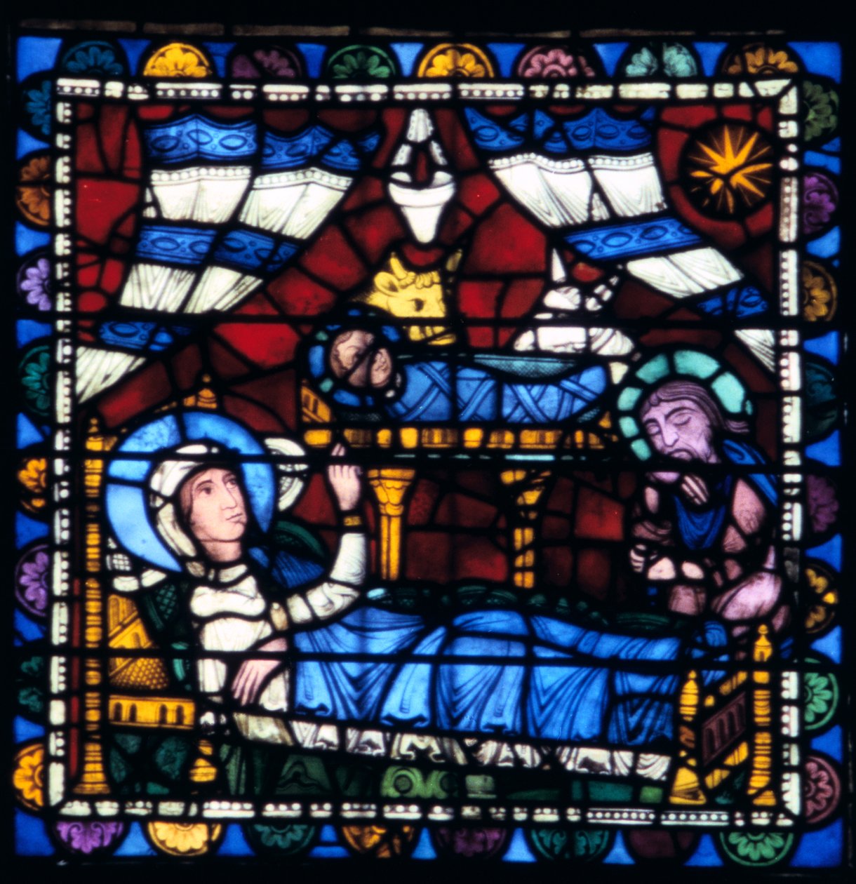 The Nativity, stained glass, Chartres Cathedral, France by Unbekannt