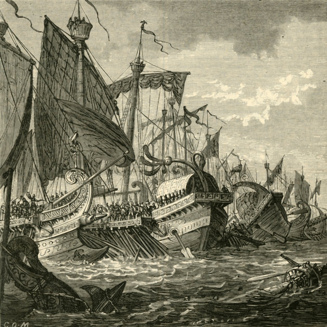 The Naval Battle Off Cape Pelorus, 1890 by Unbekannt