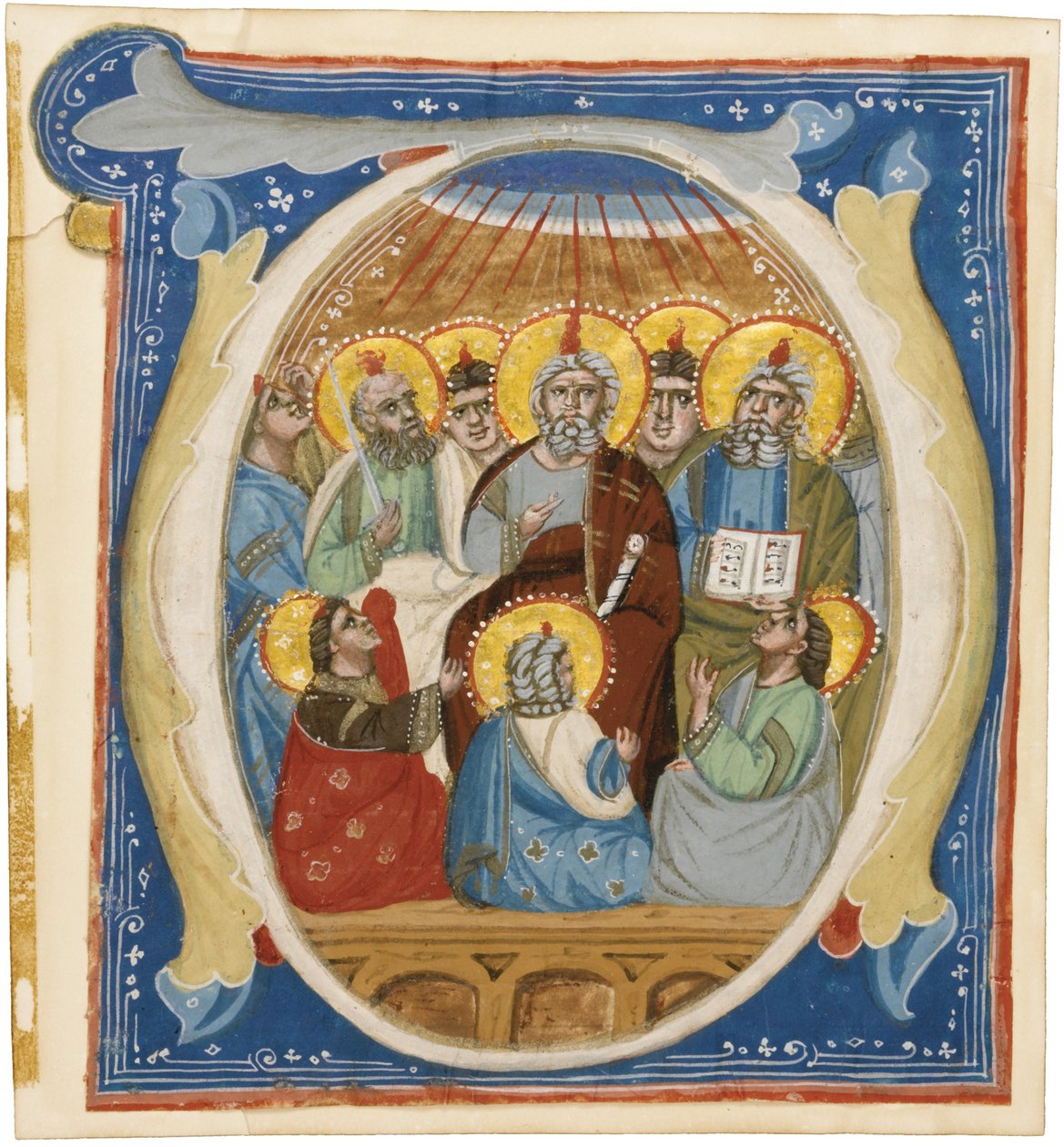 The Pentecost. Initial O from an Antiphoner, ca 1320 by Unbekannt