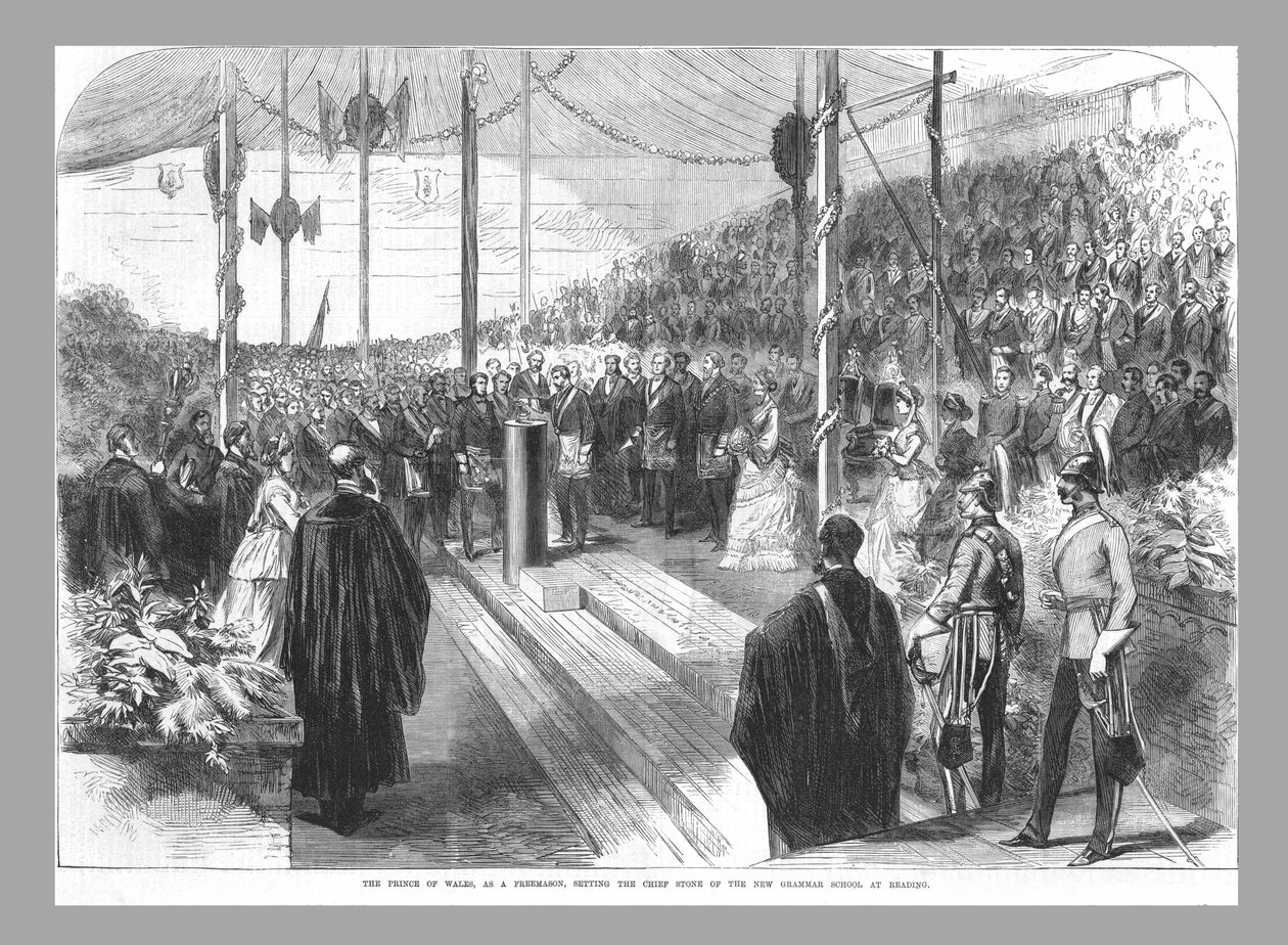 The Prince of Wales Setting the Chief Stone at the New Grammar School at Reading, 1870 by Unbekannt