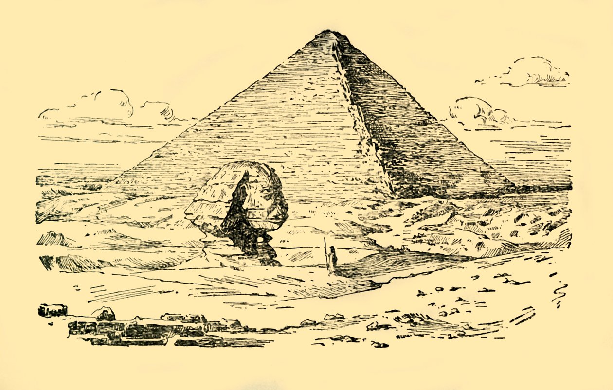 The Pyramid Tomb of King Khufu and the Great Sphinx at Gizeh, Egypt by Unbekannt