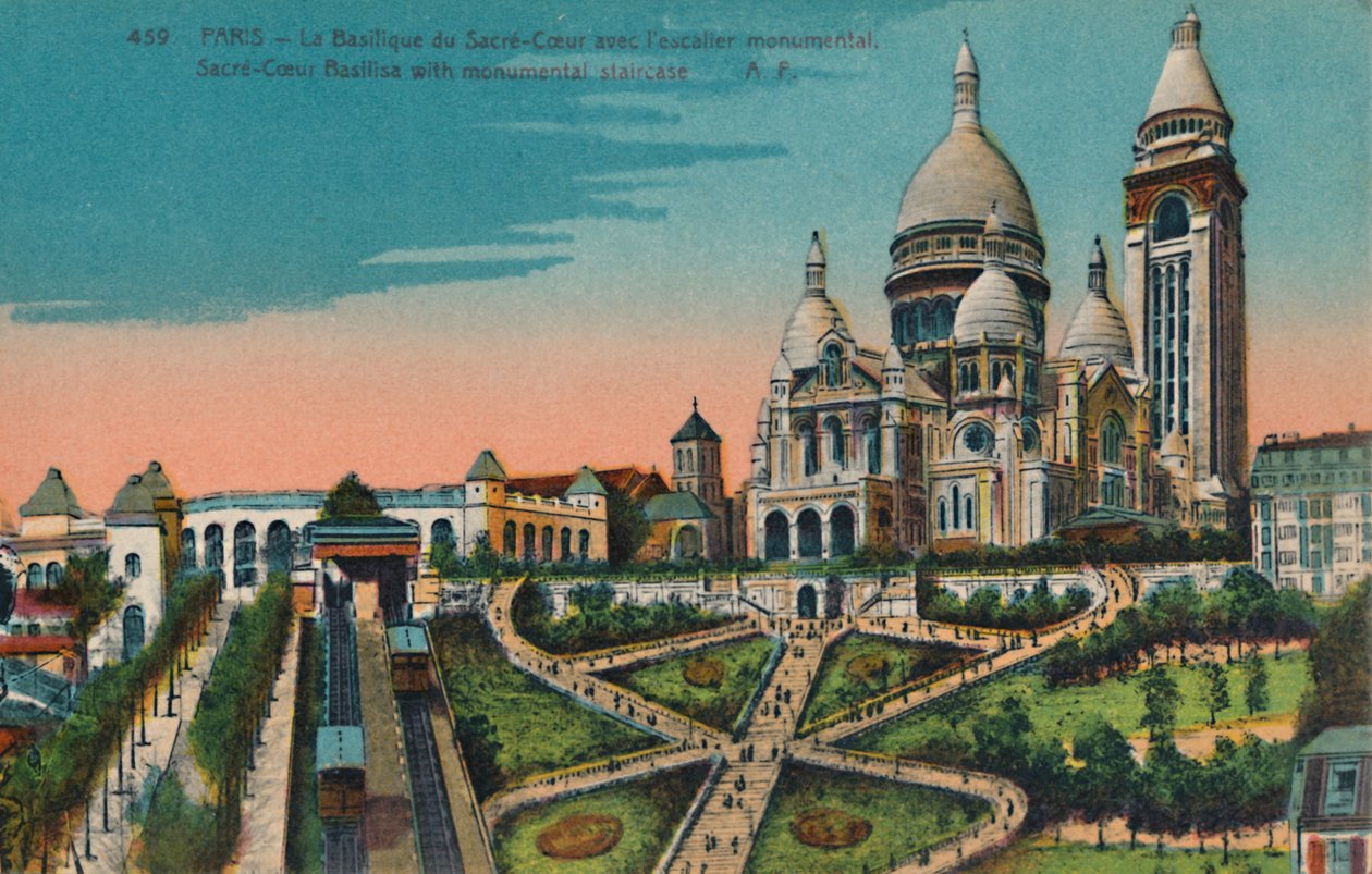 The Sacré-Coeur Basilica with Monumental Staircase, Paris, c1920 by Unbekannt