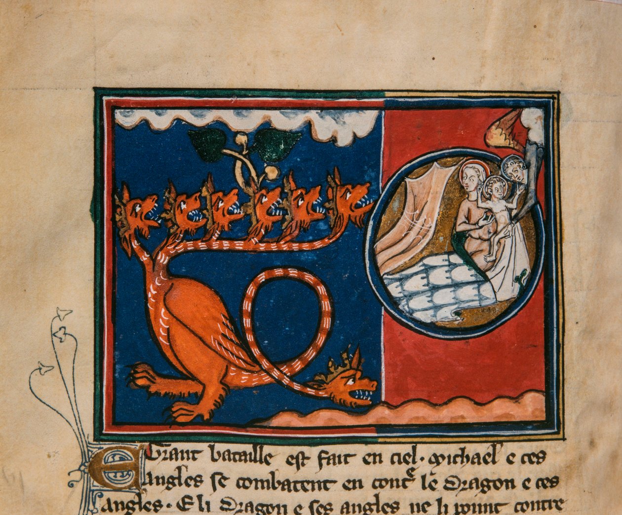 The Woman and the Dragon. Miniature from: Apocalypse de saint Jean by Unbekannt
