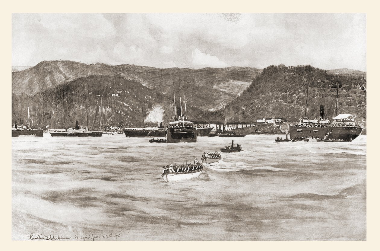 The landing of the Fifth Army Corps under General William R. Shafter at Daiquiri, Cuba, June 22 to 24 by Unbekannt