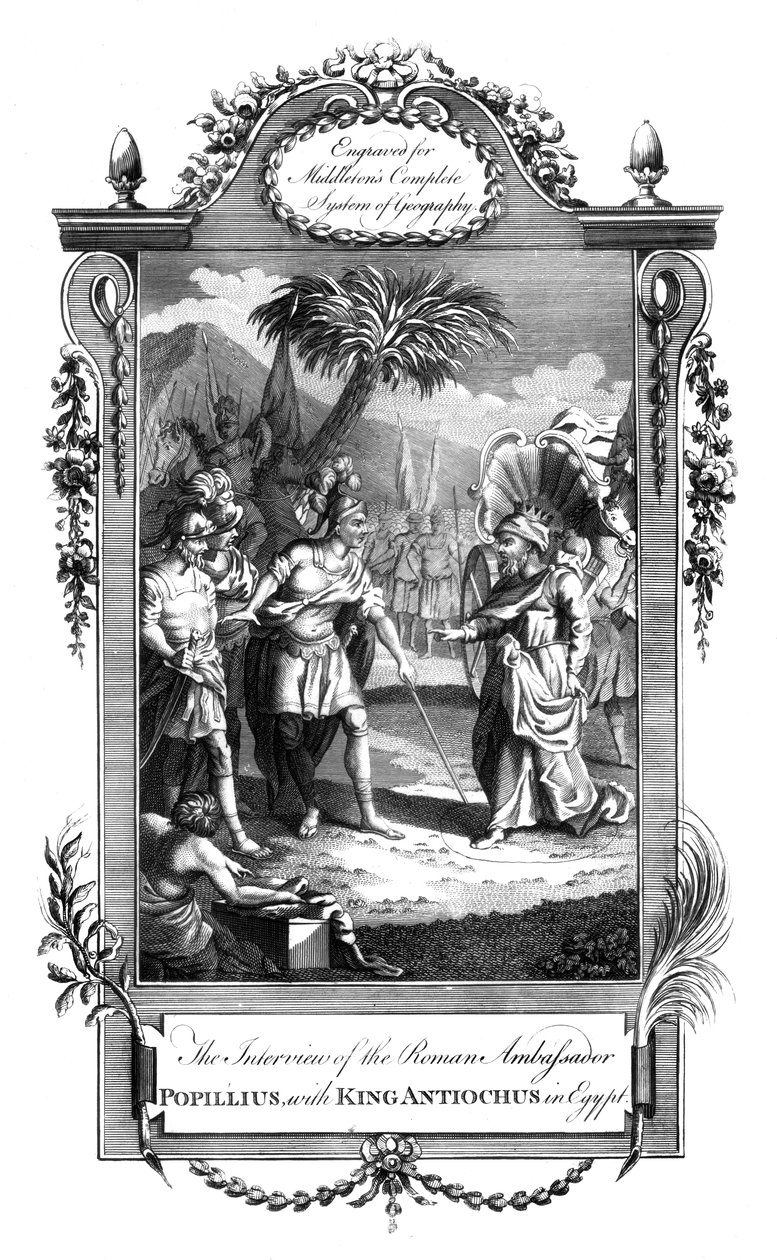 The Meeting Between the Roman Ambassador, Popillius, and King Antiochus, Egypt, c18th Century by Unbekannt