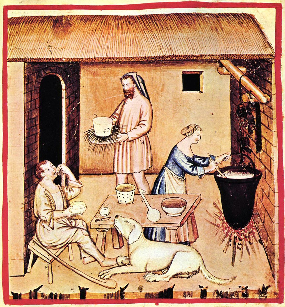 The Production of Cheese. A Miniature from Tacuinum Sanitatis, Second Half of 14th Century by Unbekannt