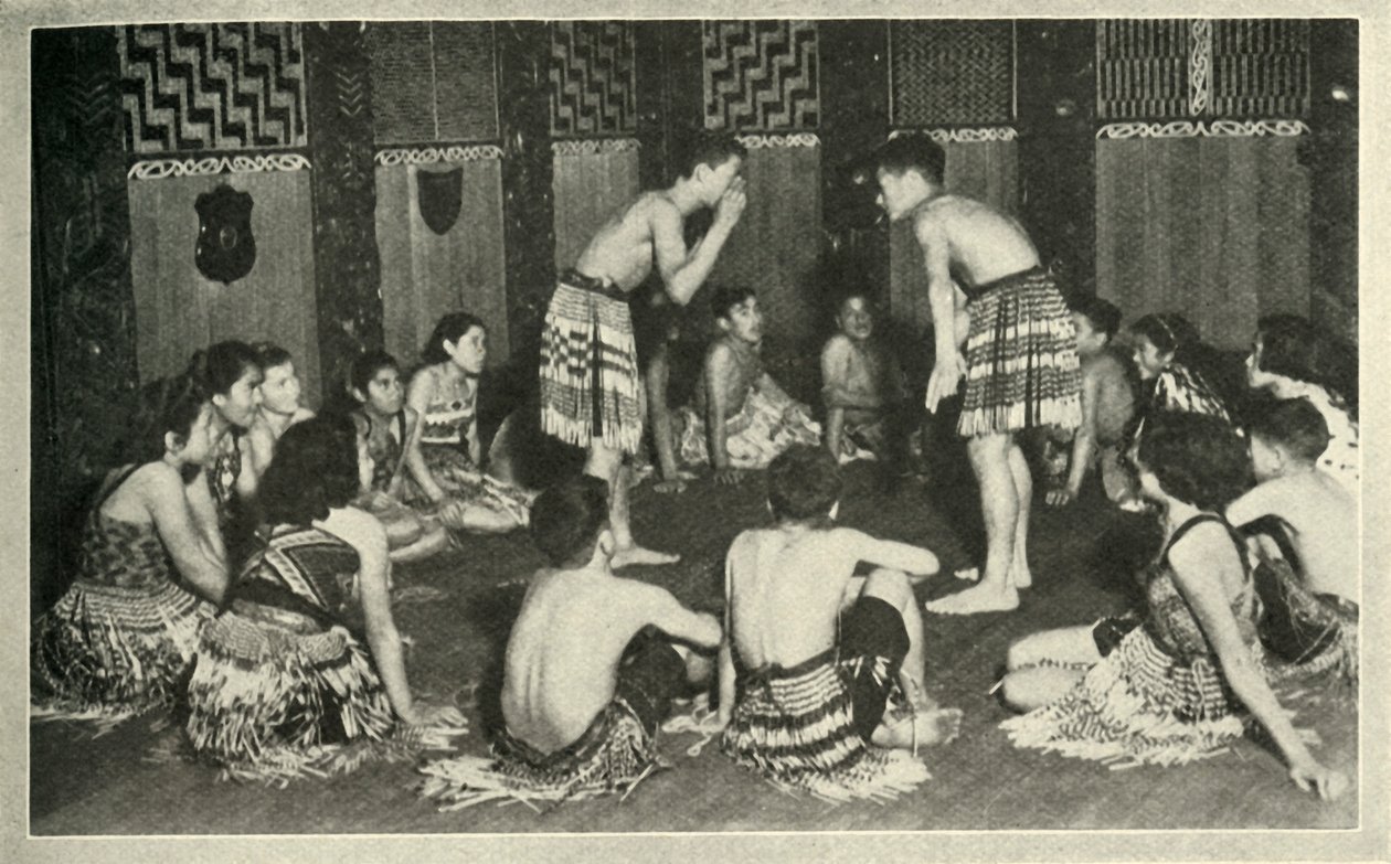 These Maori Children at the Native School, Whakarewarewa, Are Playing a Hand Game by Unbekannt