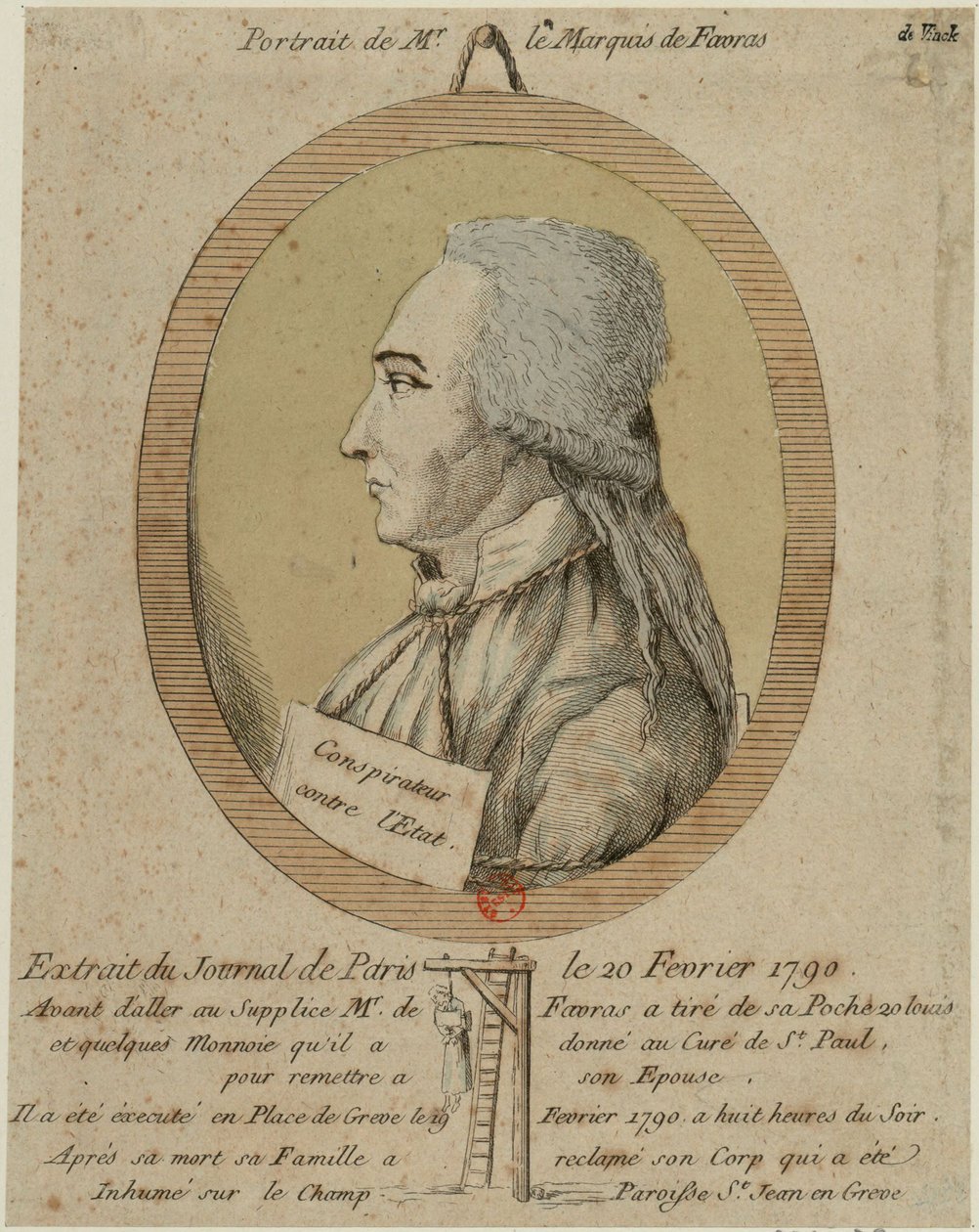 Thomas de Mahy, Marquis de Favras 1744-1790. From the Journal de Paris on February 20, 1790 by Unbekannt