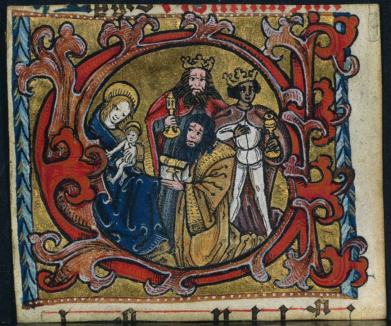 Three Cuttings from a Missal: Initial C with the Adoration of the Magi by Unbekannt