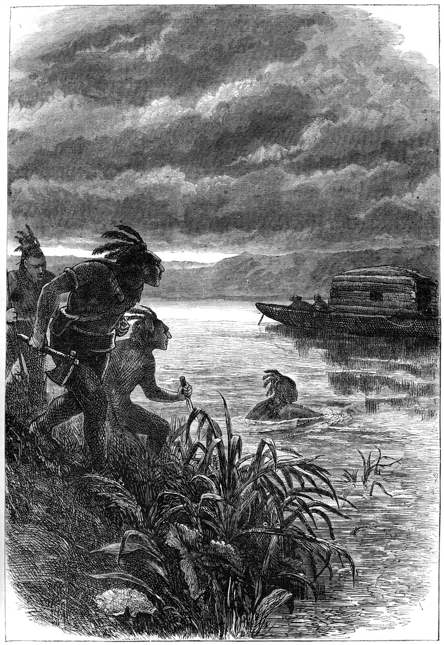 Traders on the Ohio River Attacked by Native Americans by Unbekannt