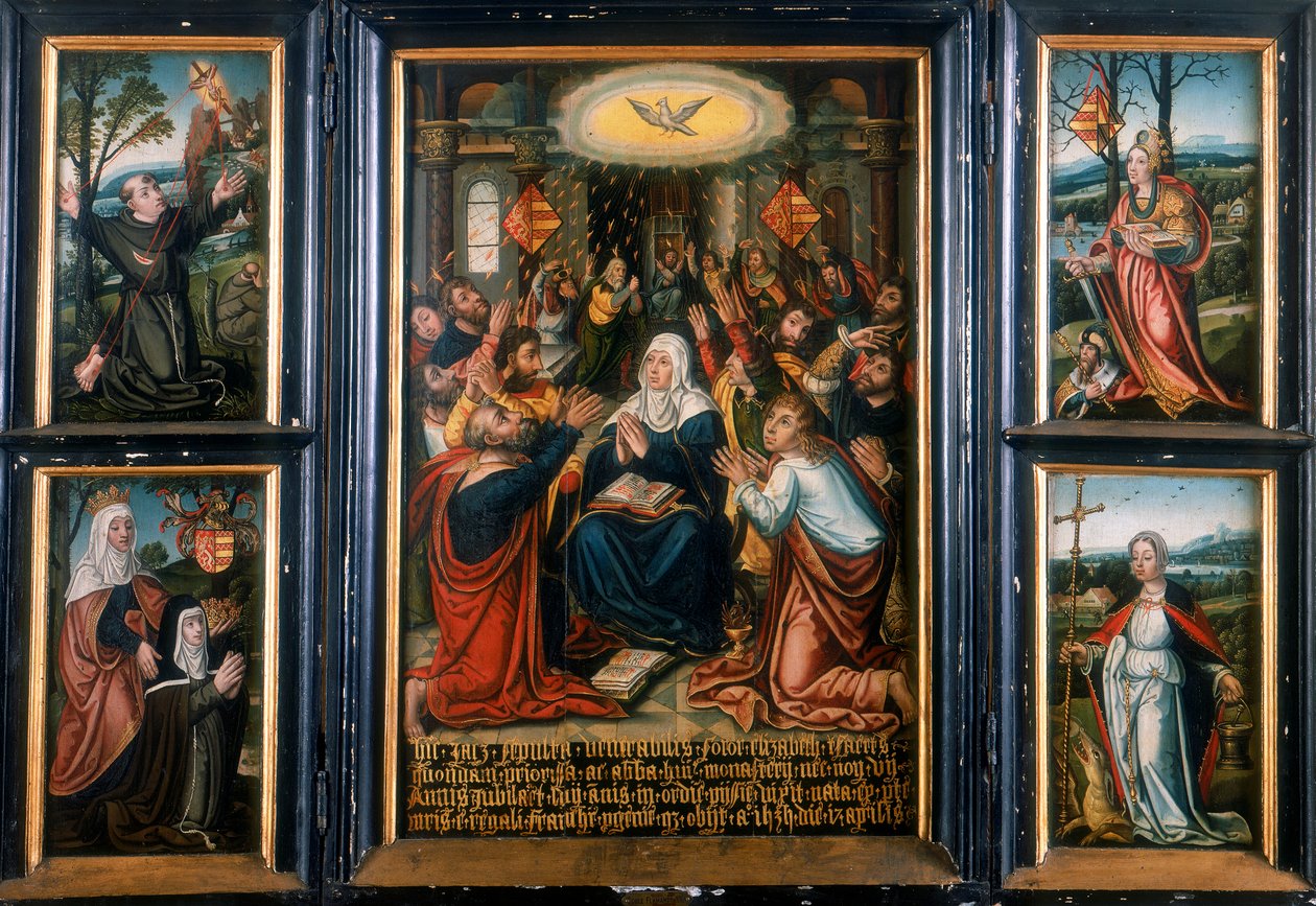 Triptych, with the Central Panel Showing the Holy Spirit at Pentecost by Unbekannt