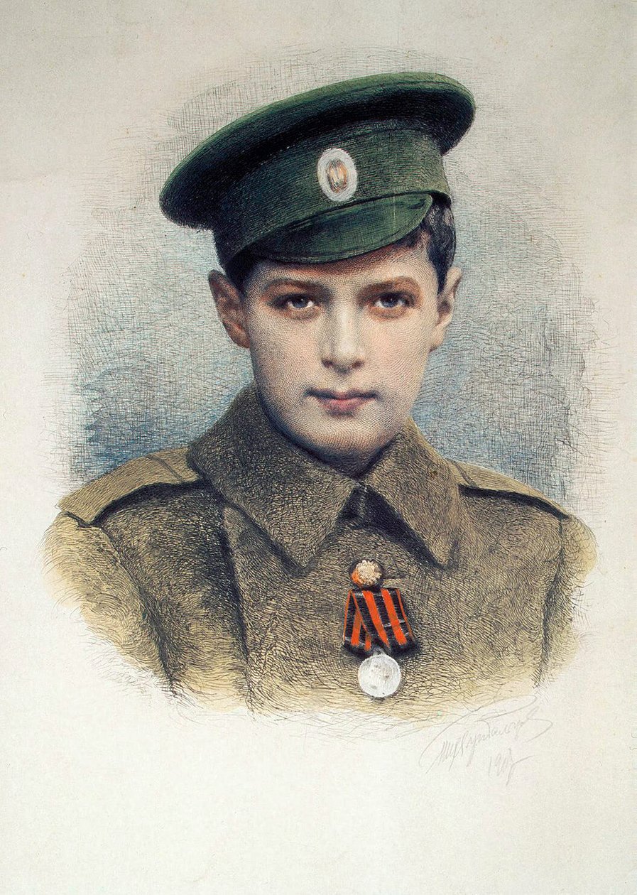 Tsarevich Alexei as a lance-corporal of the Russian Army, 1917 by Unbekannt