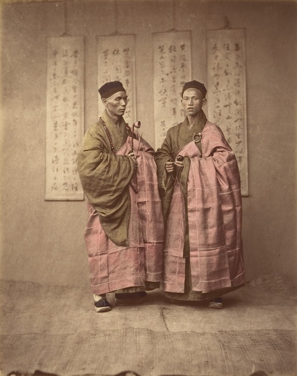 Two Chinese Men in Matching Traditional Dress, 1870s by Unbekannt