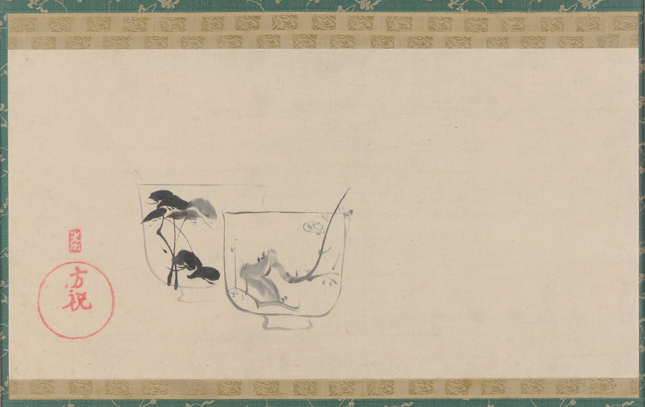 Two Cups Decorated with Pine and Plum by Unbekannt