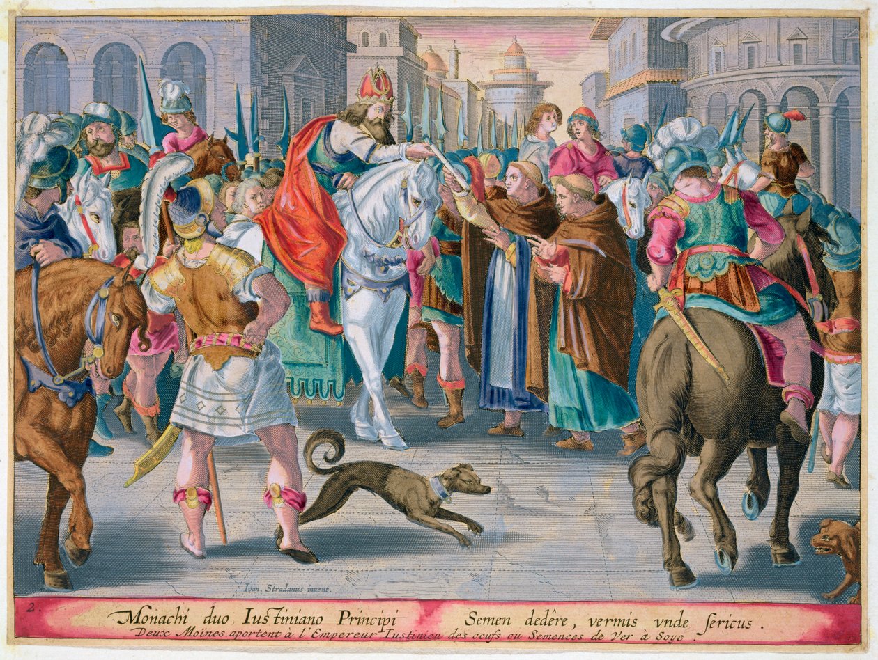 Two Monks Present Silkworms Smuggled from China to the Byzantine Emperor Justinian by Unbekannt