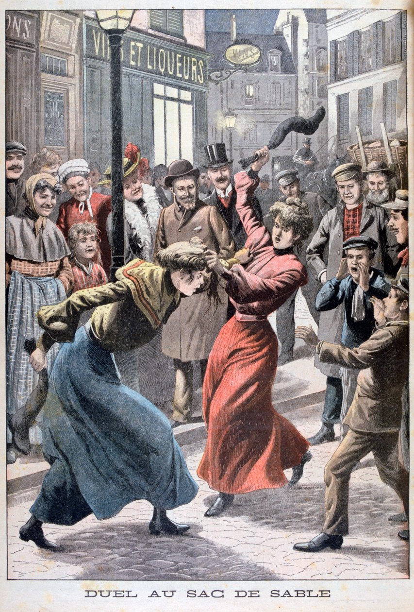 Two Women Fighting with Sandbags by Unbekannt