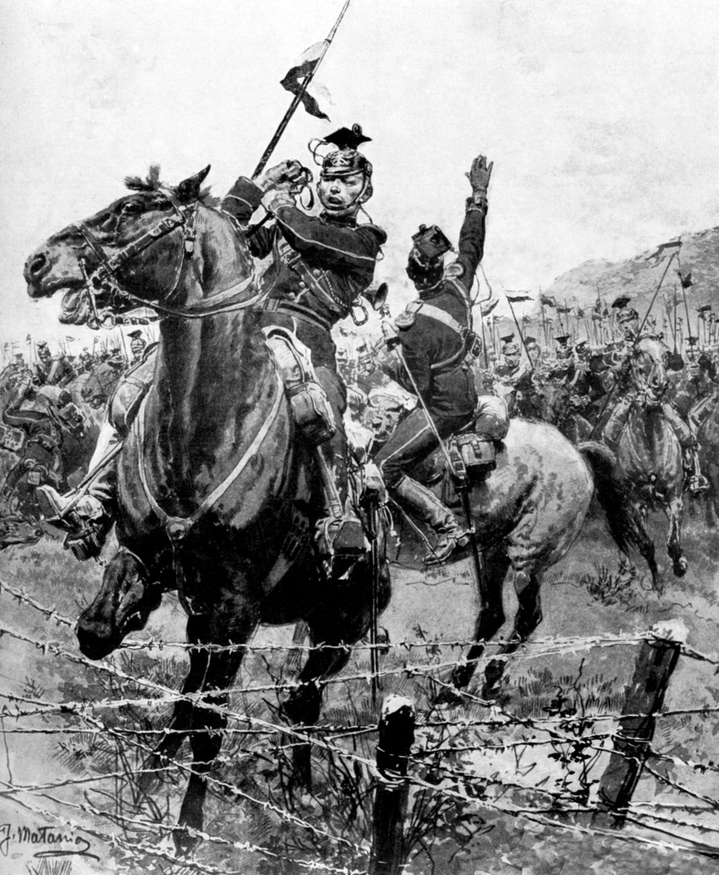 Uhlans Checked by Barbed Wire Near Liege, Belgium, First World War, 1914 by Unbekannt