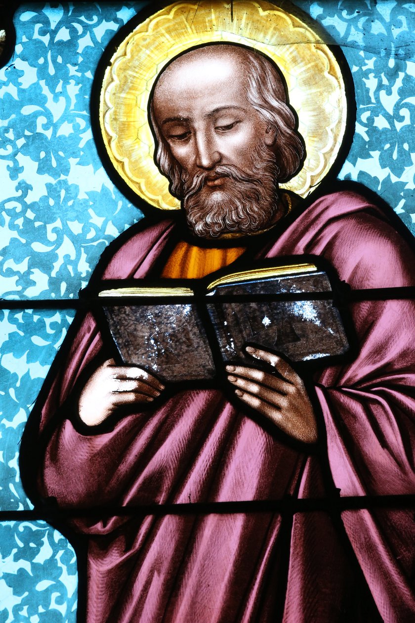 Vault de Lugny Church, Stained Glass Window: Simon the Zealot, France by Unbekannt
