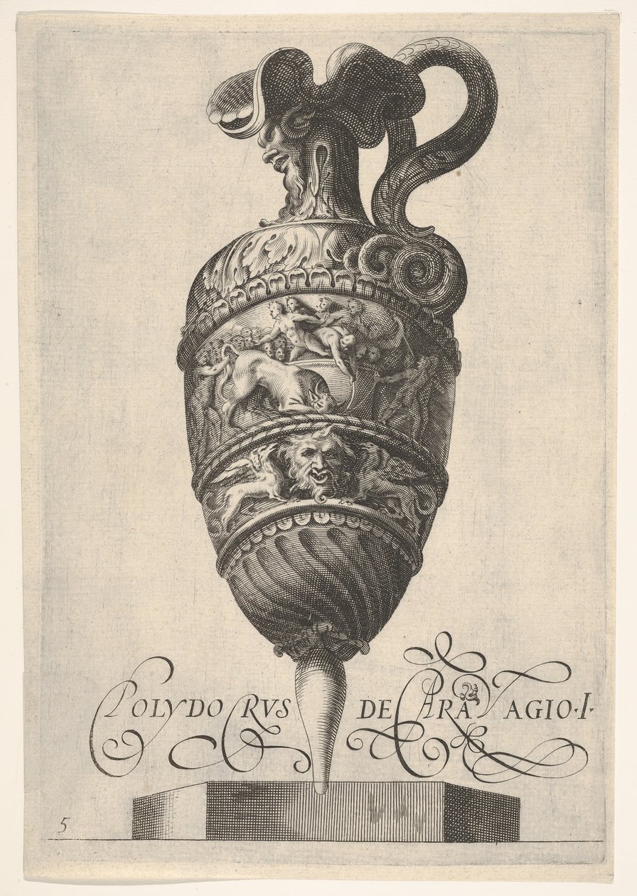 Vessel with Grotesque Masks, Griffins, and a Frieze Populated by a Bull and Men by Unbekannt