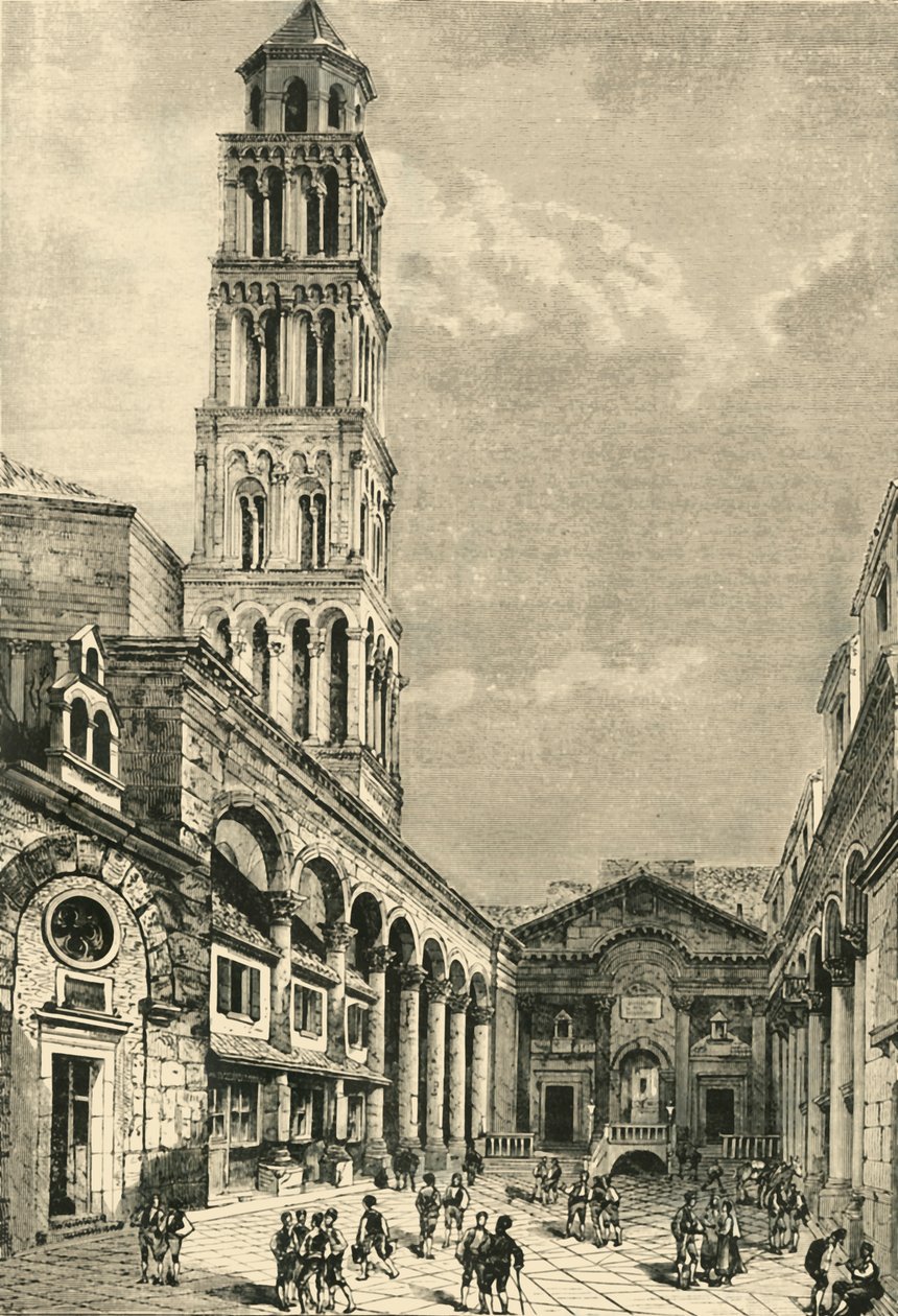 View in Spalatro, Showing the Campanile and the Peristyle of the Palace of Diocletian by Unbekannt