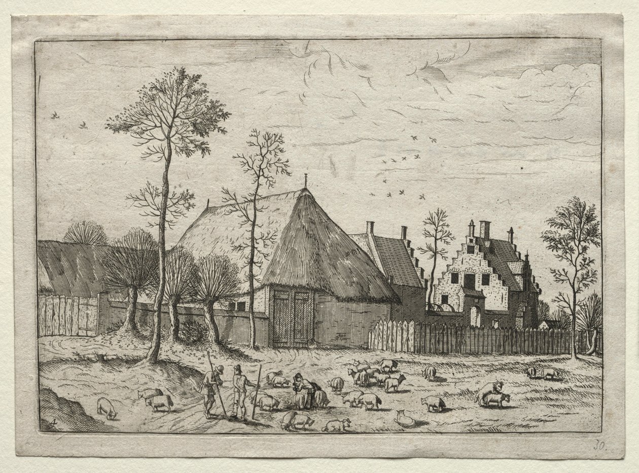 View of Villages in Brabant and Campine: Shepherds with Flock by Unbekannt