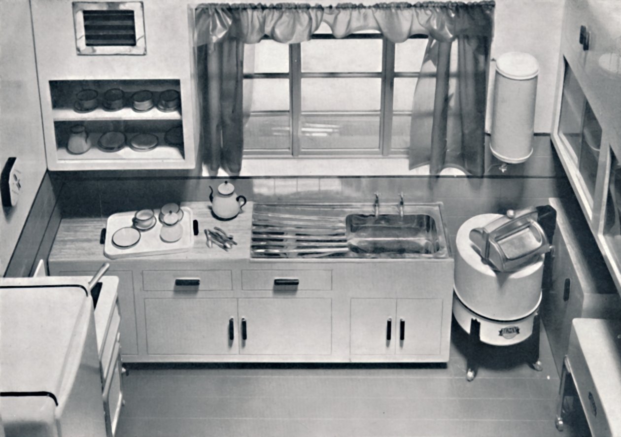 View of a Kitchen, Designed by H.M.V. Household Appliances, 1938 by Unbekannt