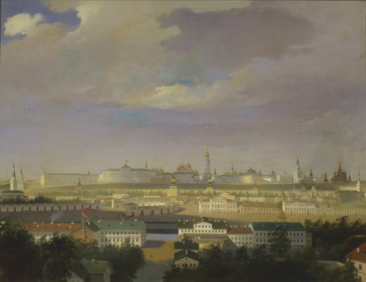 View of the Moscow Kremlin from the Bolotnaya Marsh Square, Mid 19th Century by Unbekannt