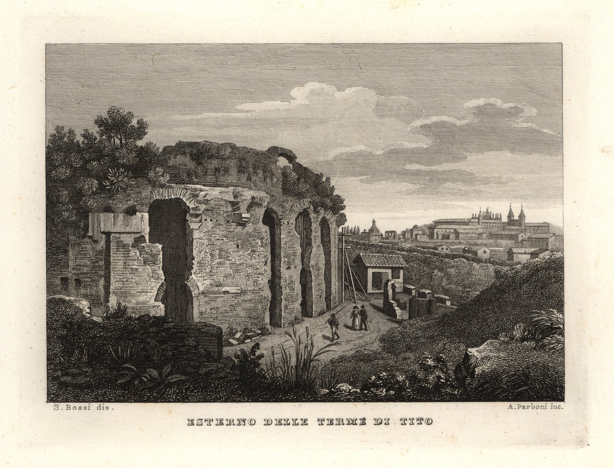 View of the exterior of the Baths of Titus, Rome by Unbekannt