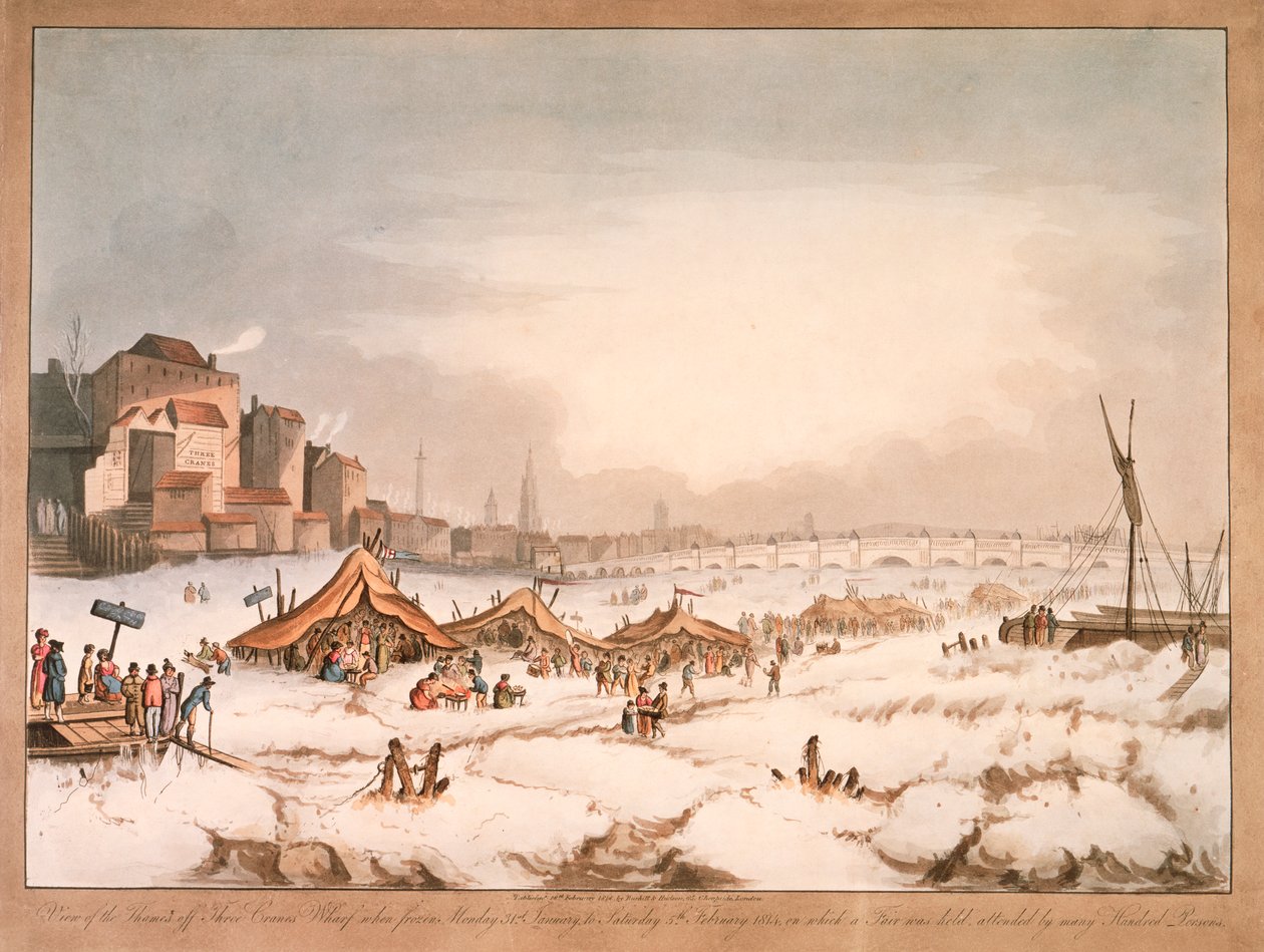 View of the Frozen River Thames off Three Cranes Wharf, London by Unbekannt