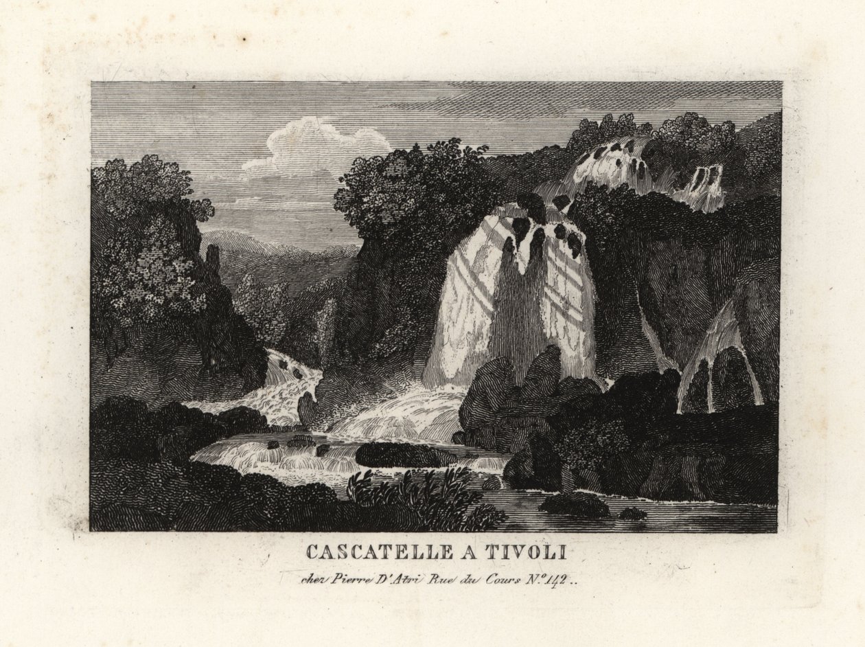 View of the waterfalls at Tivoli, Italy by Unbekannt