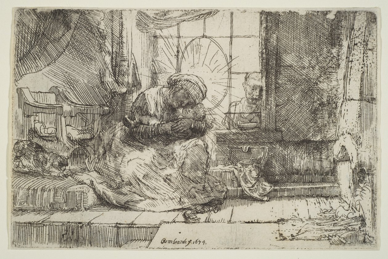 Virgin and Child with the Cat: and Joseph at the Window, 1654 by Unbekannt