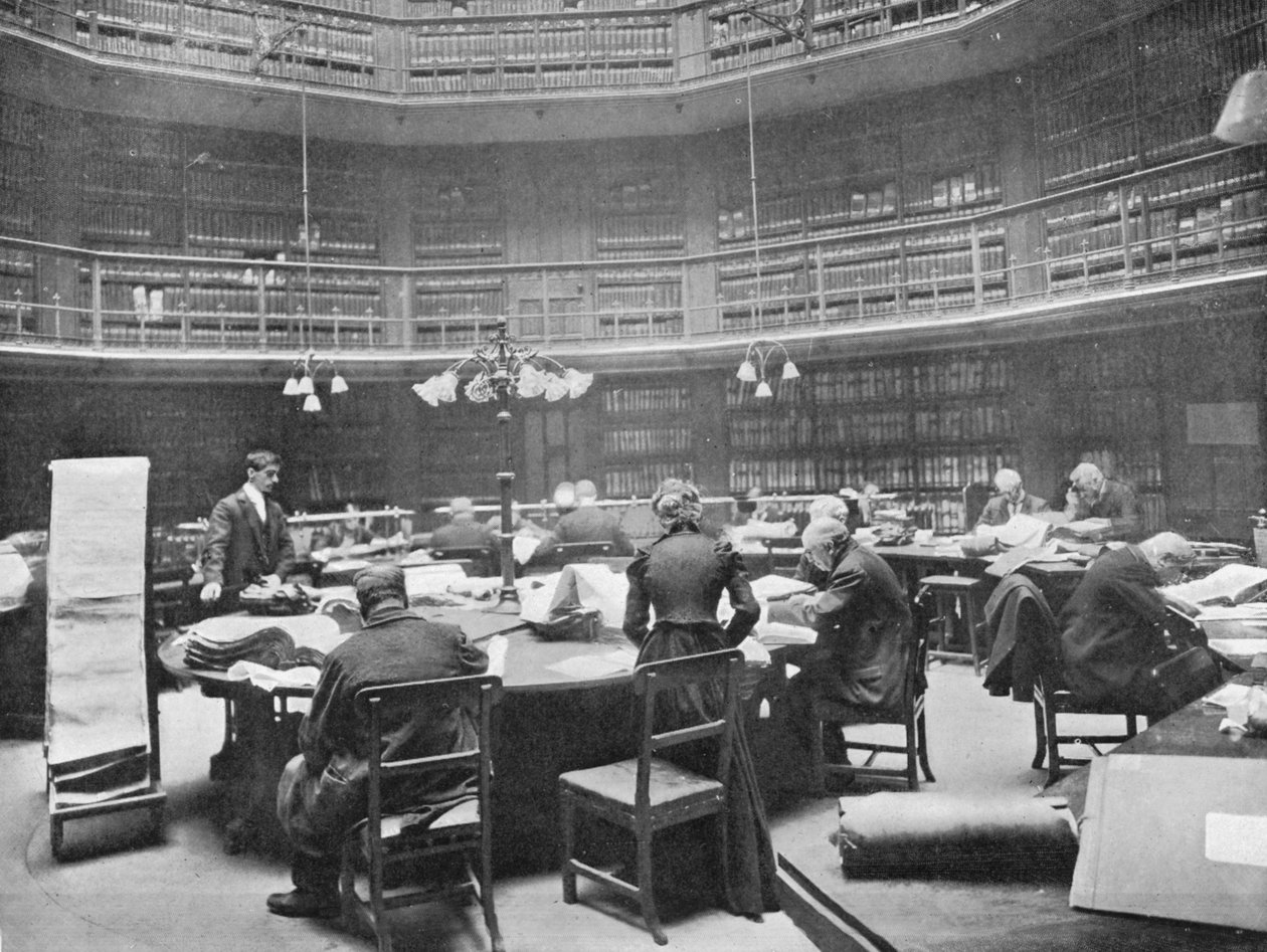 Visitors searching through volumes at the Public Record Office, Chancery Lane, London by Unbekannt