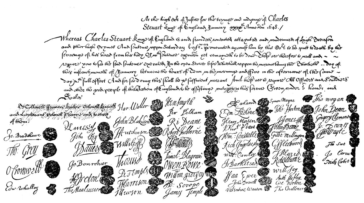 Warrant for the Execution of King Charles, 1648, 1909 by Unbekannt
