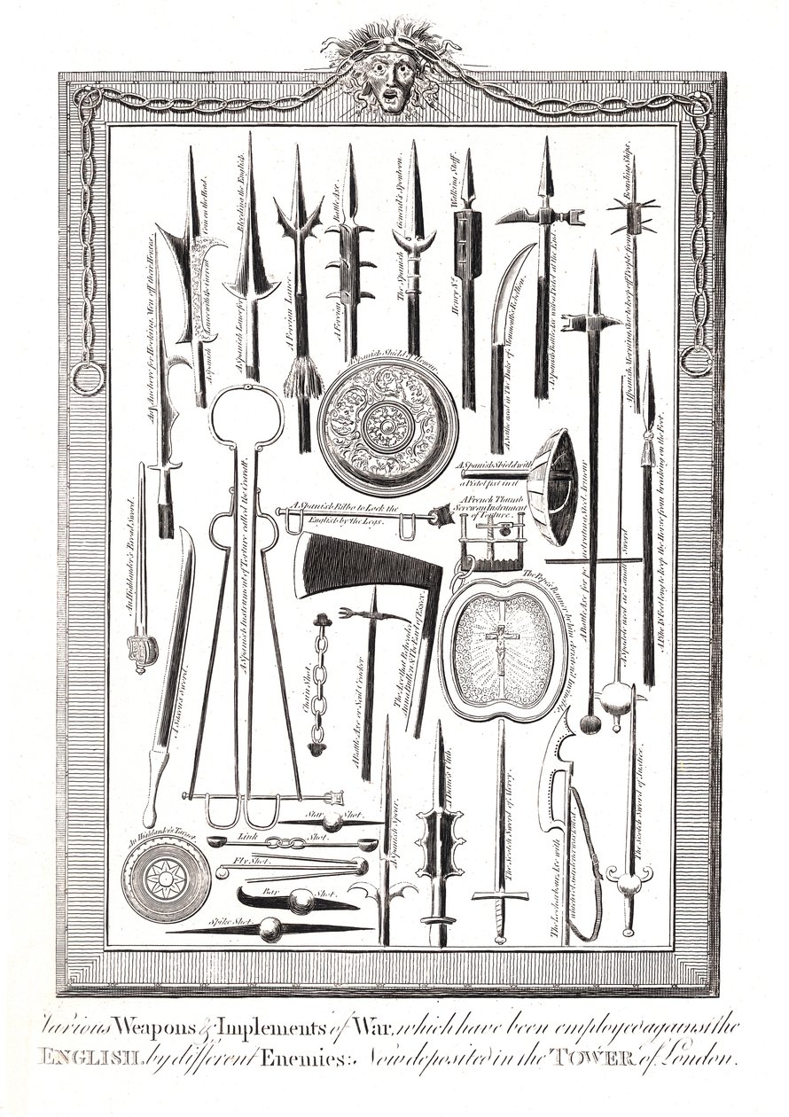 Weapons and Implements of War used against the English by various enemies by Unbekannt