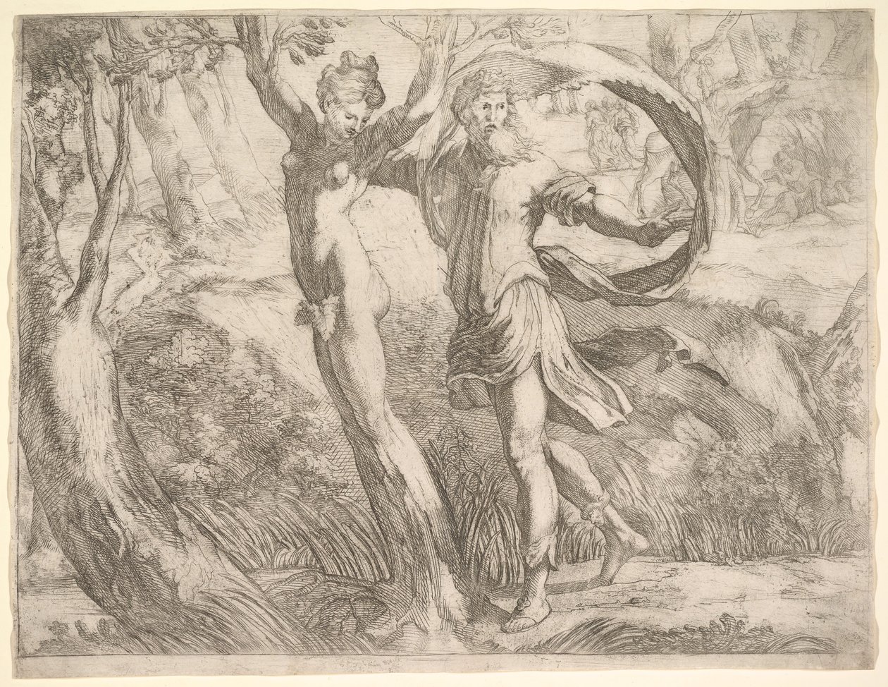 Wilton Album, folio 10a: Priapus and Lotis by Unbekannt