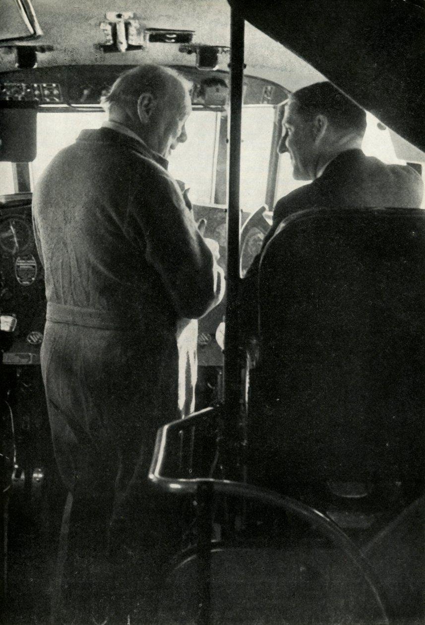 Winston Churchill talking to Captain Shakespeare of the flying boat Berwick by Unbekannt