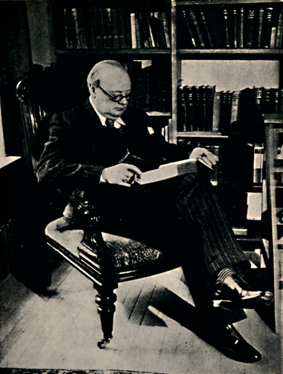 Winston Spencer Churchill in His Library by Unbekannt
