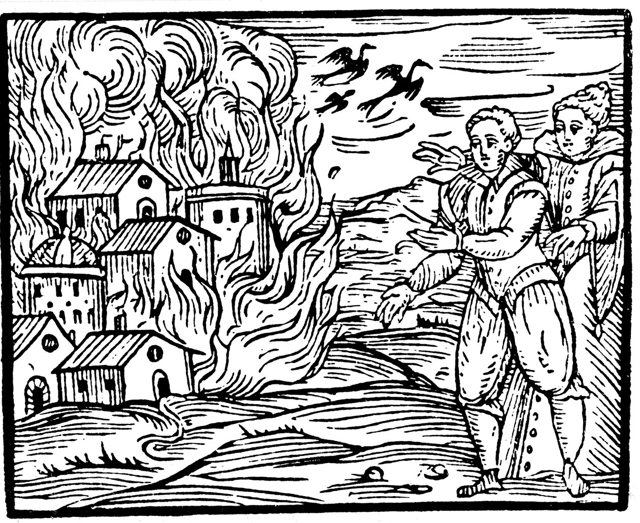 Witches Destroying a House by Fire - Swabia by Unbekannt