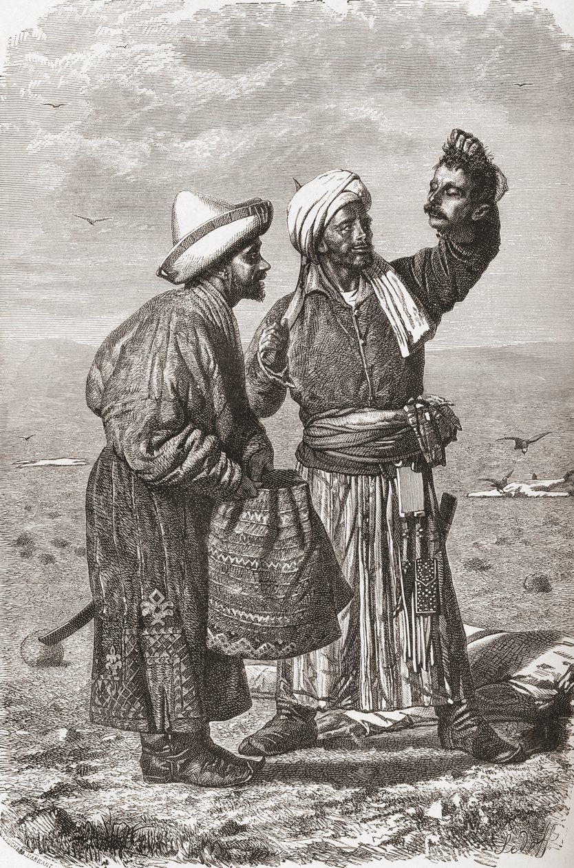 An Afghan soldier holding the severed head of his enemy by Unbekannt Unbekannt