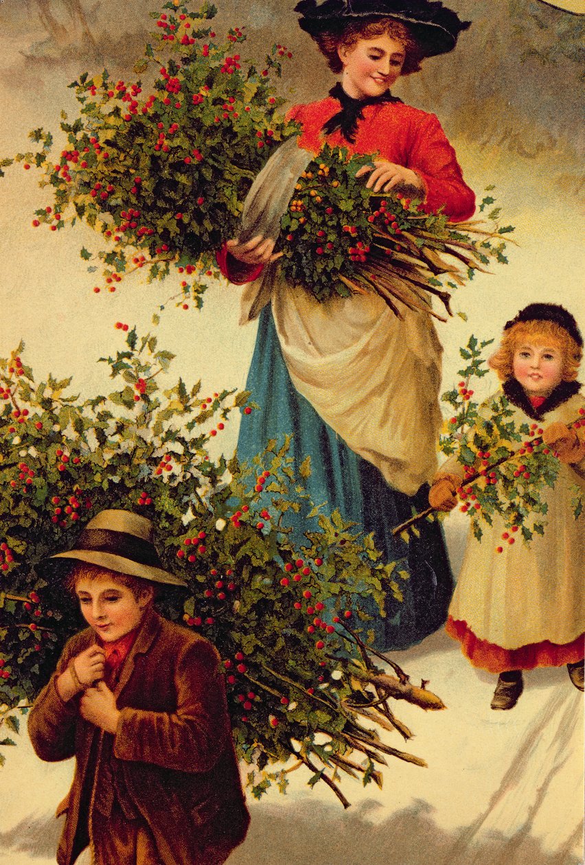 Carrying Home the Christmas Holly (book illustration) by Unbekannt Unbekannt