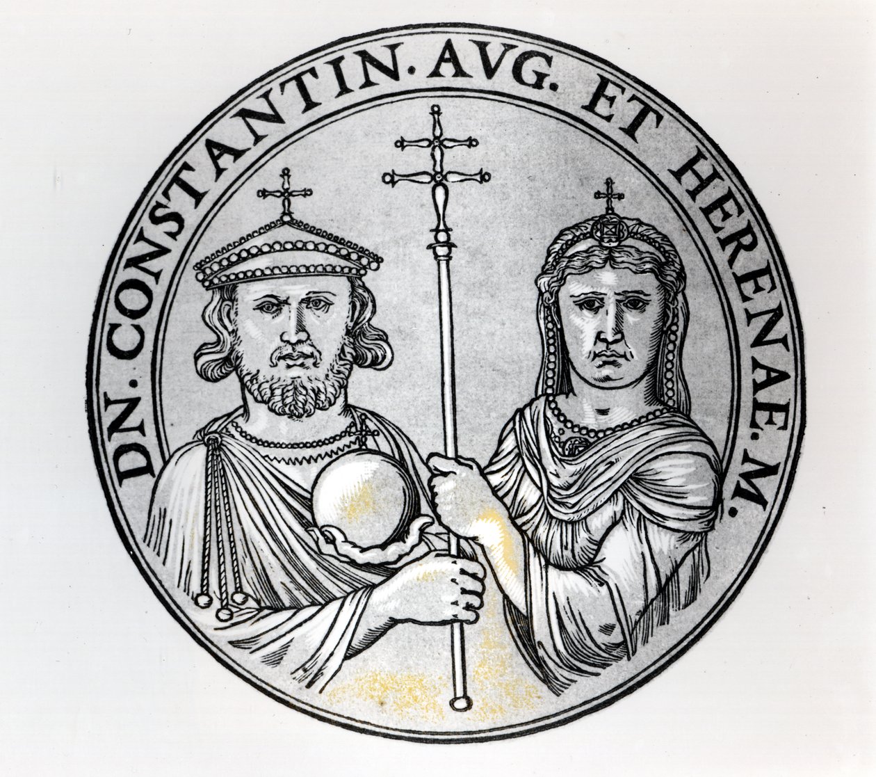 Constantine VI and his Mother Irene (engraving) by Unbekannt Unbekannt