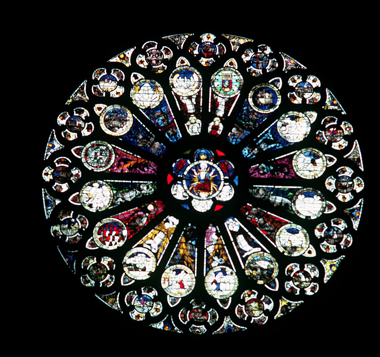 North Rose Window, 13th century stonework, mid-15th century glass by Unbekannt Unbekannt