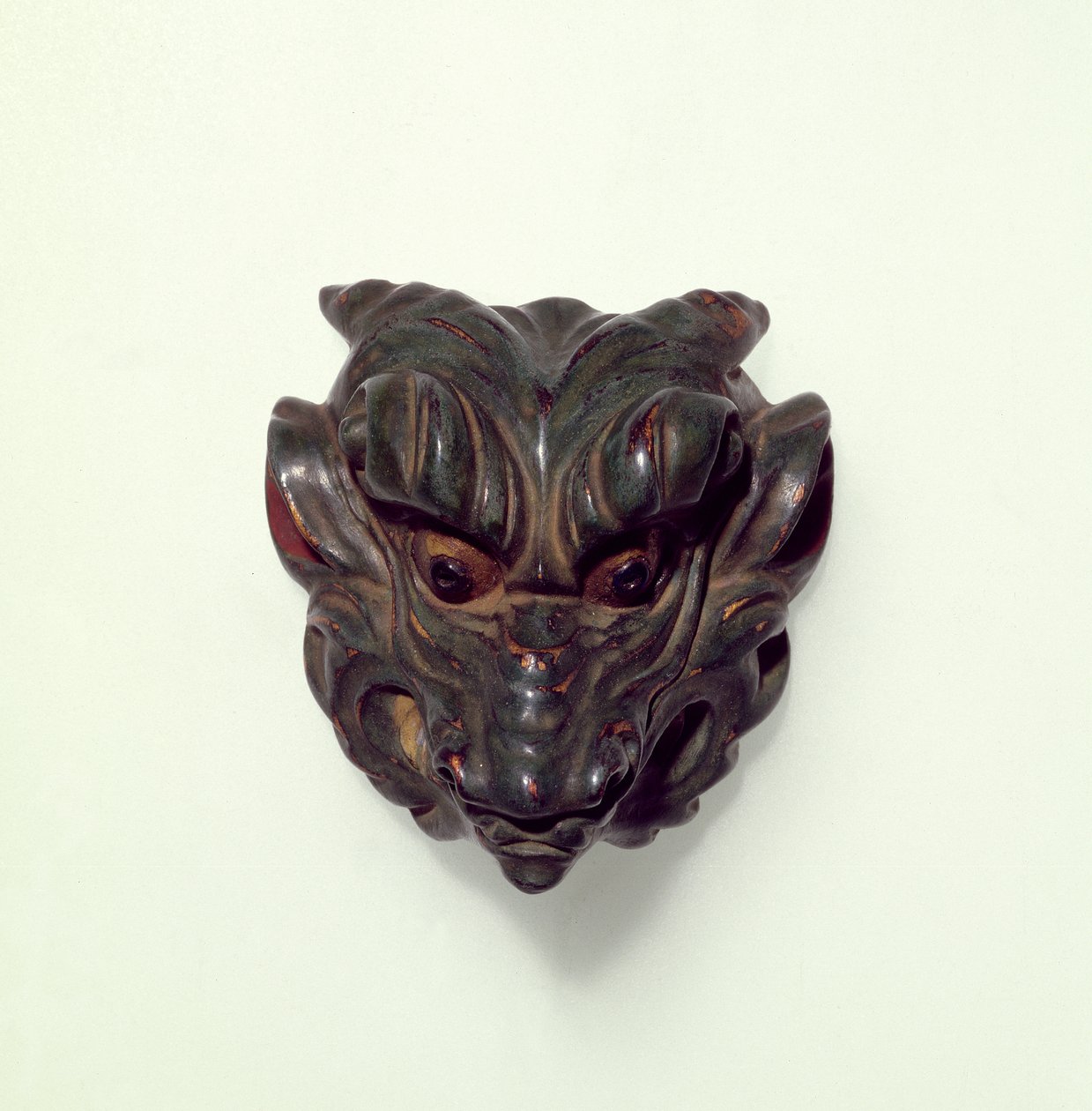 Painted boxwood netsuke, carved as a model of a Gagaku Mask, 19th century by Unbekannt Unbekannt