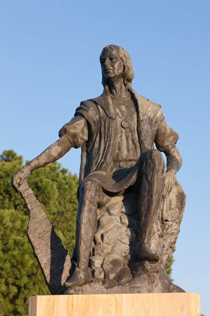 Statue of Christopher Columbus at La Rabida Monastery, Huelva Province, Andalusia, southern Spain by Unbekannt Unbekannt