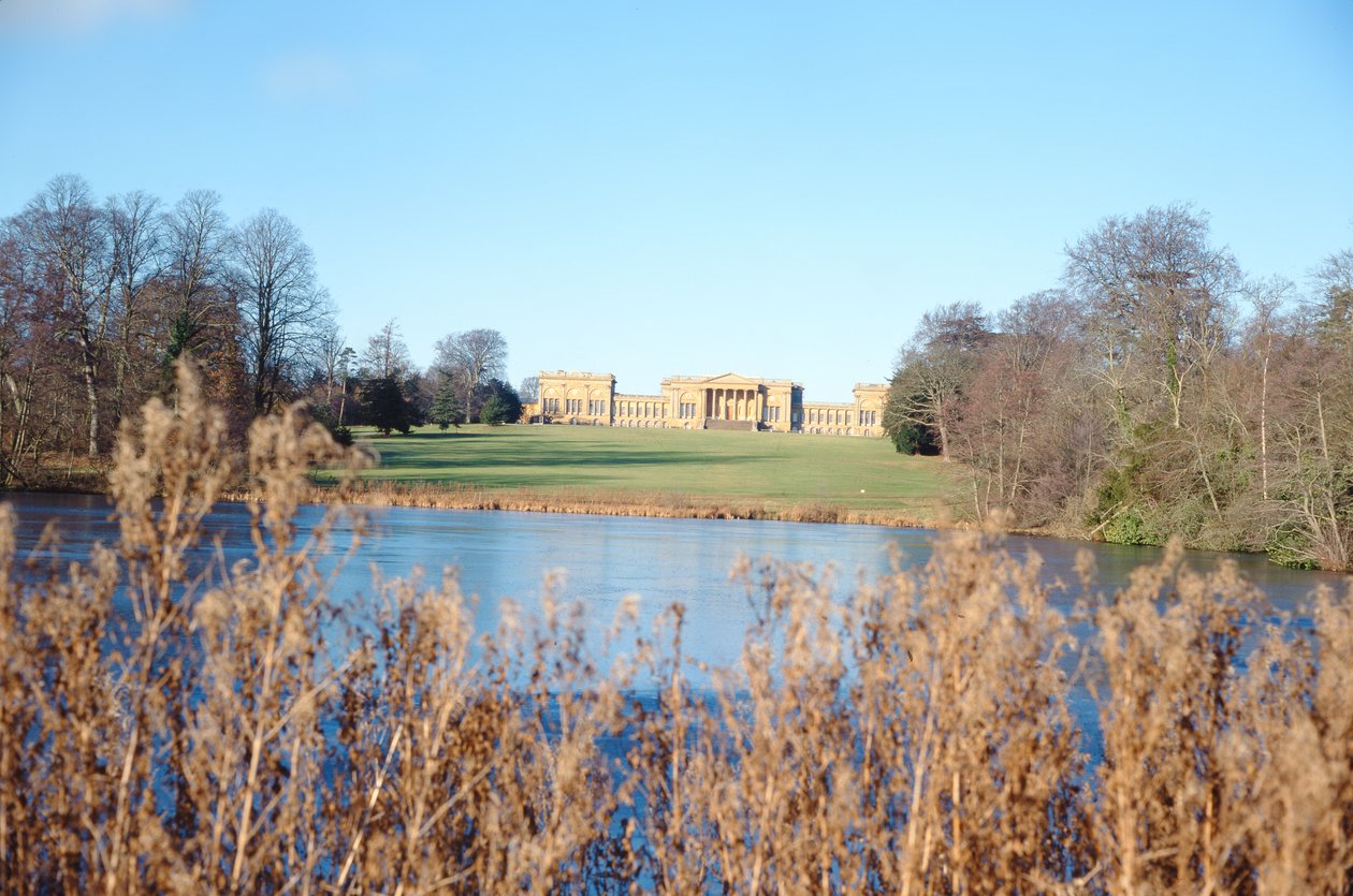 View from the lake of the house, built by Sir John Vanbrugh and park laid out by Capability Brown by Unbekannt Unbekannt