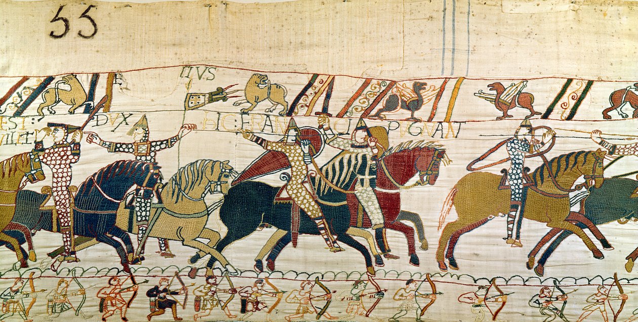 Duke William shows face to his army, Bayeux Tapestry