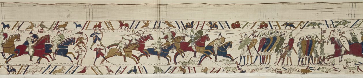 The Norman cavalry attacks the English shield-wall and battle is joined, Bayeux Tapestry by Unbekannt Unbekannt
