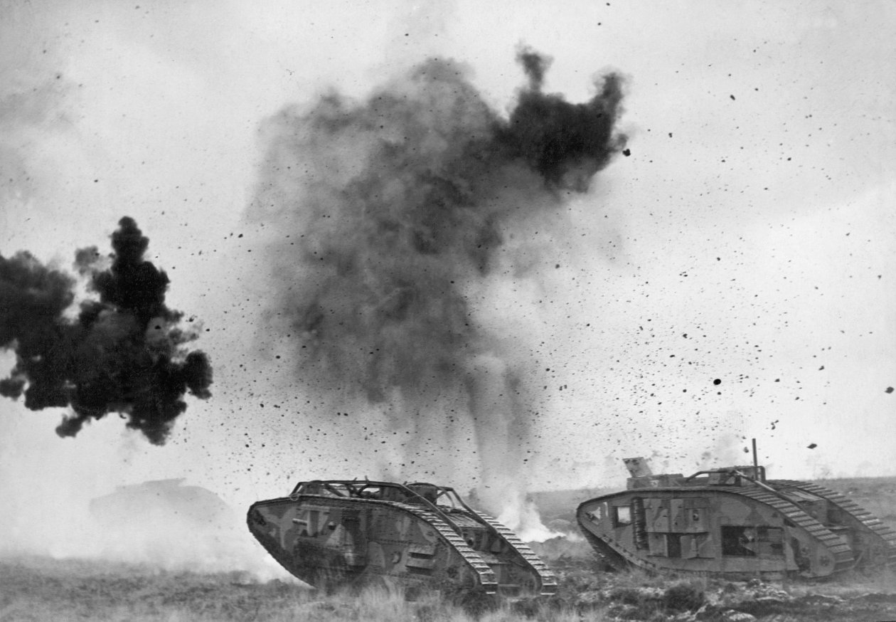 British Tanks in WWI Battle by Unbekannt Unbekannt