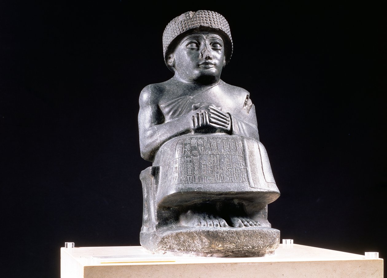 Gudea, Prince of Lagash, statue dedicated to Ningizzada, Neo-Sumerian, from Telloh, ancient Girsu, c.2130 BC by Unbekannt